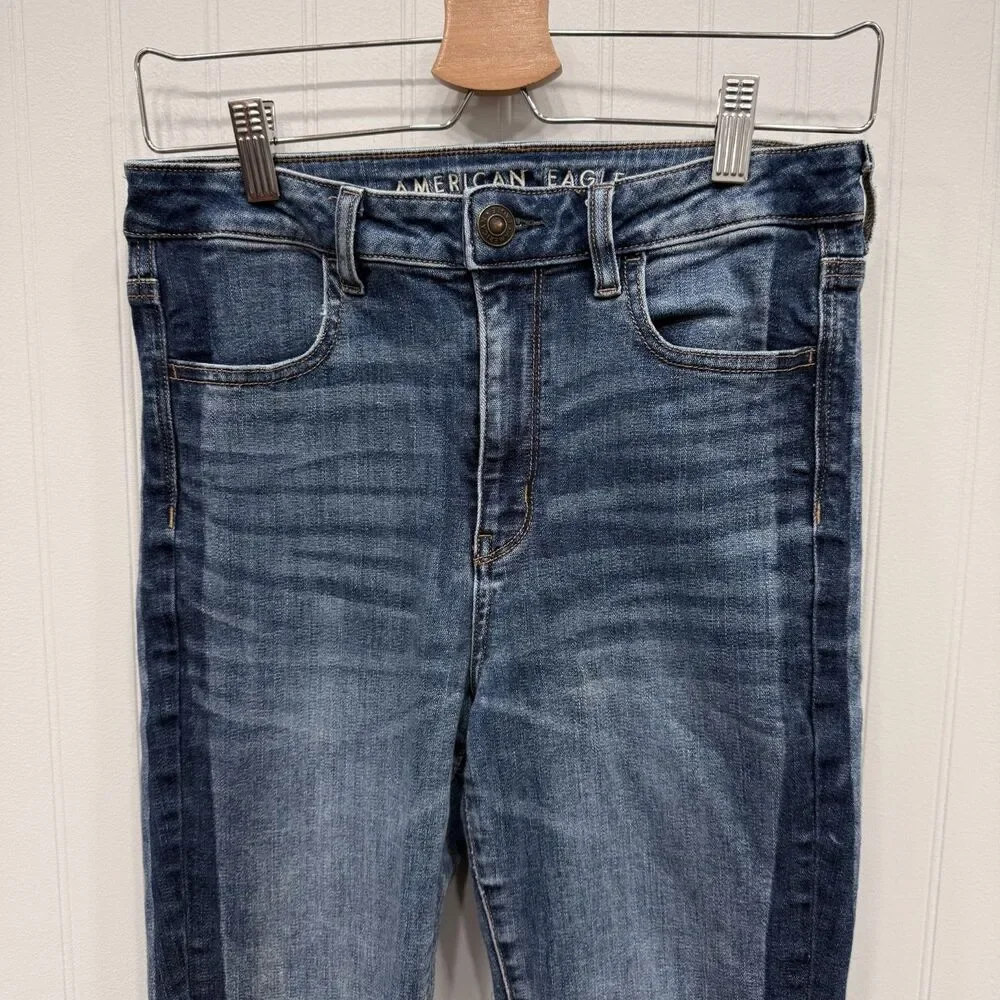 American Eagle Women's Size 8 Blue Super Stretch High-Rise Denim Skinny Jeans